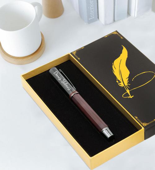 Kişiye Özel Antrasit-Kahverengi Renk Metal Tükenmez Kalem