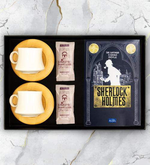 Sherlock Holmes Kitap, 2’li Bambu Fincan ve Kahve Seti