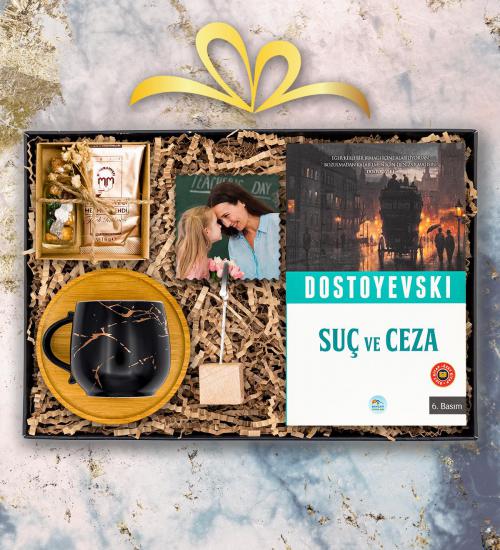 Kişiye Özel Fotoğraf, Suç Ve Ceza Kitap, Bambu Fincan ve Kahve Seti